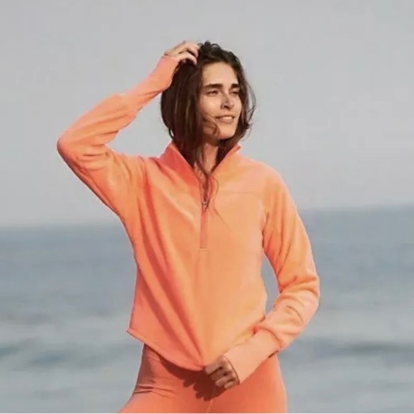 Free People Movement Great Heights Coral Pink Half Zip L (fits M) - Picture 3 of 5